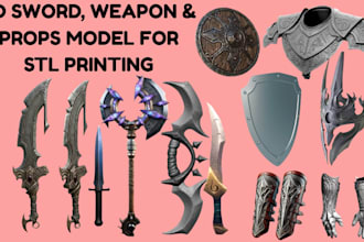 create 3d sword, weapon and cosplay prop model for 3d printing stl