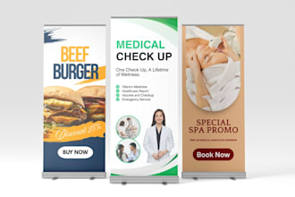 design premium roll up, retractable, pull up banner or signage