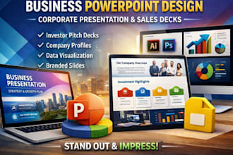 create business powerpoint design, corporate presentation, sales deck design