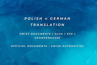 translate polish and russian to german swiss documents suva sva krankenkasse