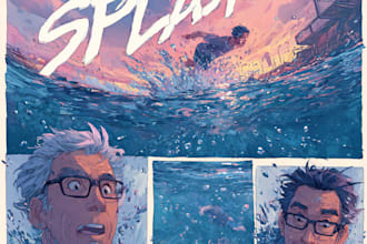 illustrate comic book pages with dialogue and lettering