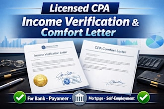 do cpa income verification and comfort letter for bank, payoneer, self employed