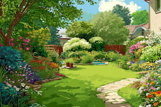 design layout 2d, landscape garden, backyard, pool