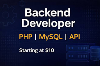 build backend in PHP, java, mysql and API integration