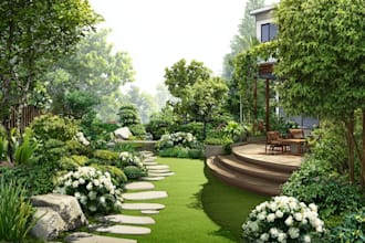 a harmonious landscape backyard design as a landscape architect