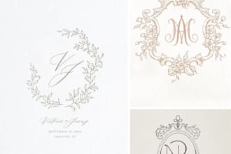 design an elegant wedding monogram and custom wedding logo
