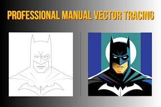 manually vector trace sketch, logo with technical precision