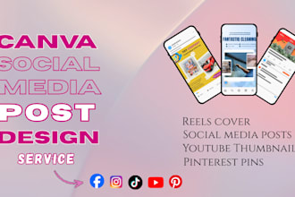 design canva reels cover, and canva posts for social media