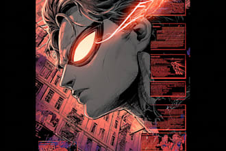 design comic book splash art and dramatic scenes