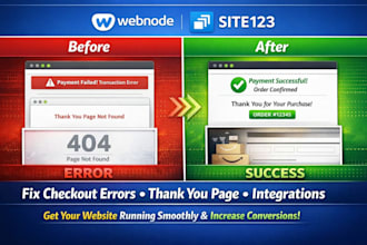 fix strikingly webnode site123 integration errors thank you page and checkout