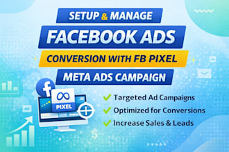 setup and manage facebook ads, conversion with fb pixel and meta ads