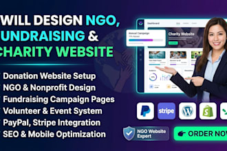 design a modern fundraising, ngo, nonprofit, charity website that convert donors