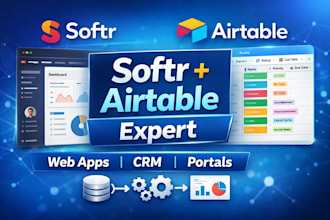 build softr web app with airtable database, CRM and automation