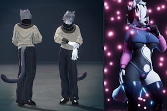 do furry vrchat avatar, protogen vrc avatar, nsfw fursona 3d model vr character