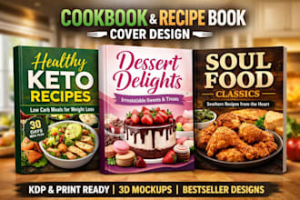 design cookbook cover, recipe book writing, recipe book for amazon KDP ebook