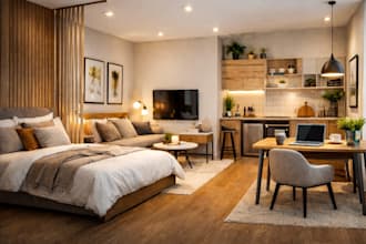 design your studio apartment or flat layout for airbnb and small spaces