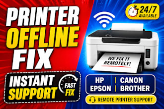 fix printer offline issue, install drivers and setup wireless printer remotely