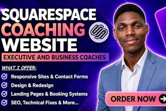 build modern squarespace business coaching website design and landing page