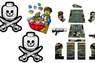 do custom 3d lego model lego decal, lego sticker, lego character for 3d printing