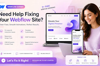 fix webflow bugs, issues, animations, responsive layout, and cms problems
