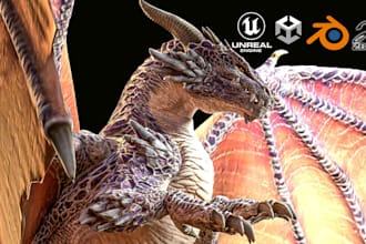 create stylized, realistic, or fantasy 3d creature, animal model and 3d monster