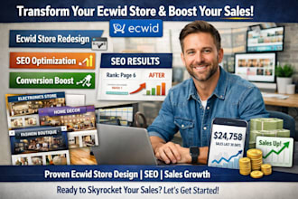 build ecwid website design store redesign ecwid product listing seo optimization