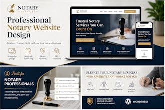 design professional notary website, notary public landing page, wordpress site