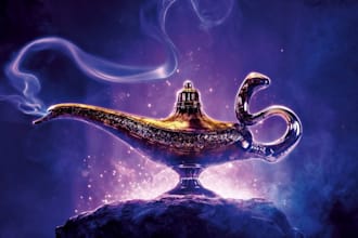 create mystical aladdin lamp themed content for entertainment only