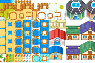 create pixel art tileset 2d topdown pixel art background rpg game map and asset