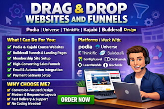 design podia thinkific universe website online course builderall landing page