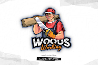 do modern creative eye catching woods, carpenter logo