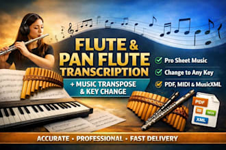 do flute and pan flute transcription key change transpose music to any key