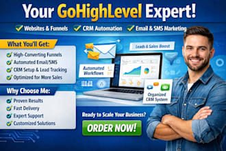 build gohighlevel website, ghl sales funnel, CRM setup, email, SMS automation