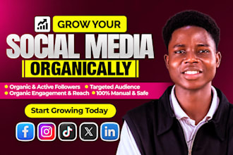 organic grow facebook page instagram follower growth tiktok, twitter x marketing