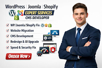 fix wordress joomla shopify bugs migrate redesign develop cms plugins developer