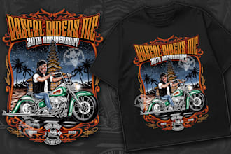 make haryel davidson biker designs in hand drawn design