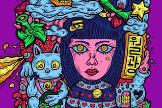create a custom alternative psychedelic caricature of you