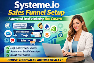 build high converting systemeio sales funnel email automation setup