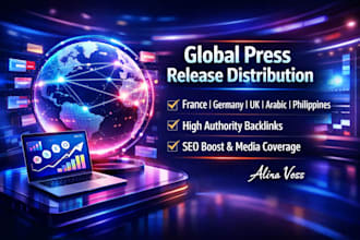 write distribute press releases in french, german, UK, philippines arabic site