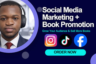 manage social media marketing and book promotion for authors and brands
