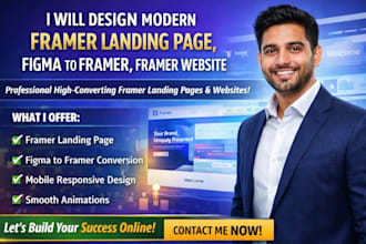 design modern framer landing page, figma to framer, framer website