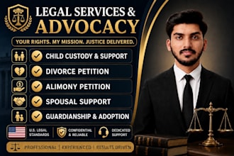 draft legal motions and petitions on child custody,divorce and alimony