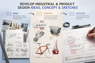 develop industrial and product design ideas, concept and sketches