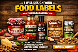 design modern food product package 3d label design premium food package