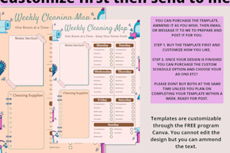 design printable chore charts, cleaning planners,