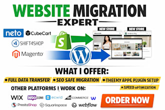 migrate transfer neto cubecart shift4shop magento to shopify wordpress migration