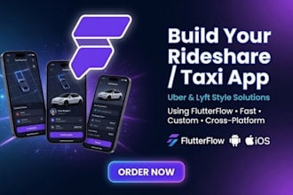 build rideshare lyft uber car rental taxi booking app using flutterflow