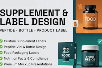 design supplement label peptide label food label and bottle label design
