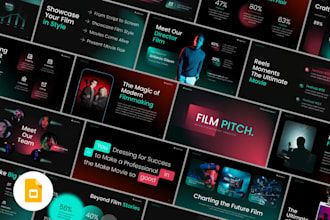 design urgent cinematic film pitch deck, investor presentation, film bible