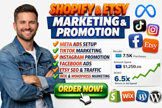do shopify etsy marketing tiktok instagram facebook promotion meta ads setup